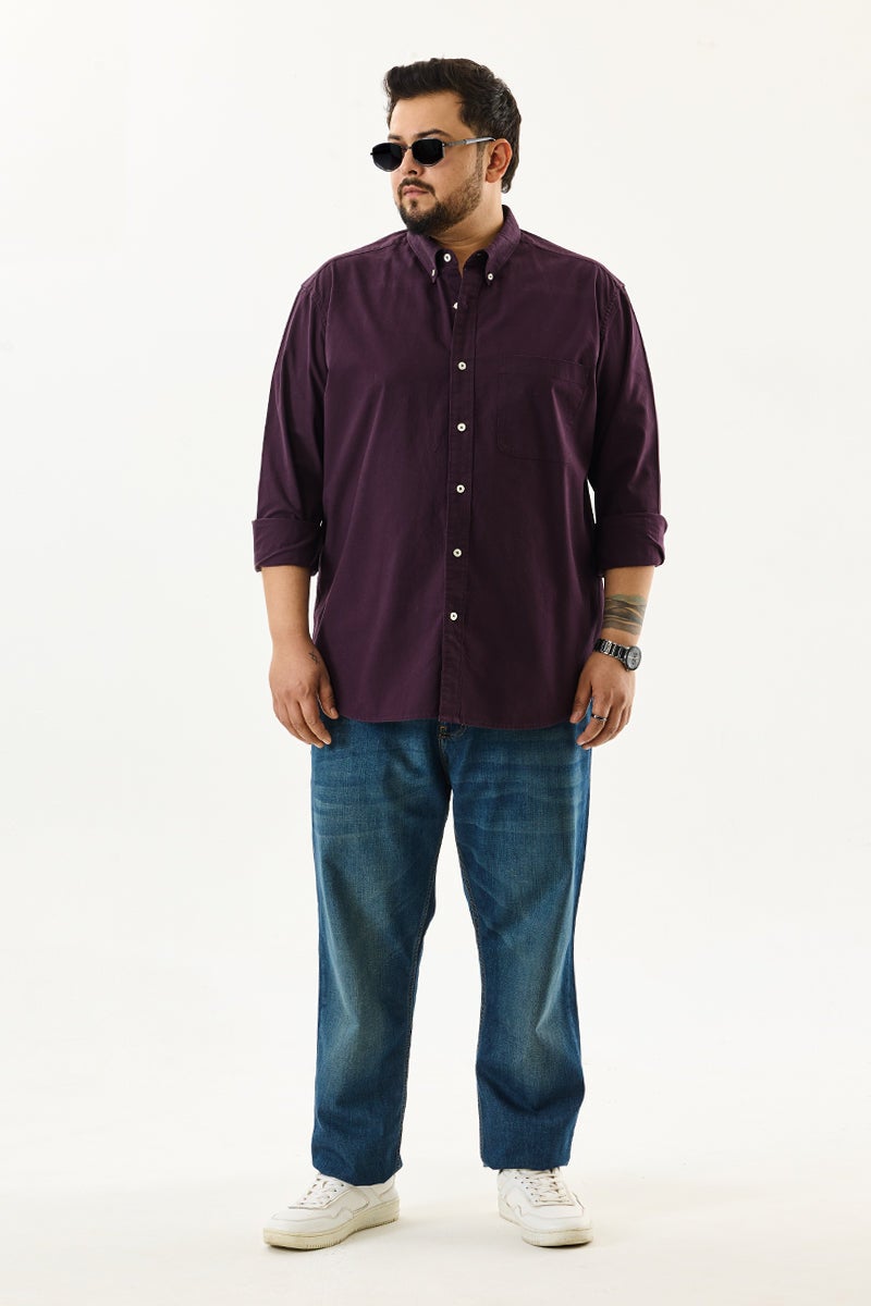 SNITCH Lucia Burgundy Plain Plus Size Shirts - Image 3